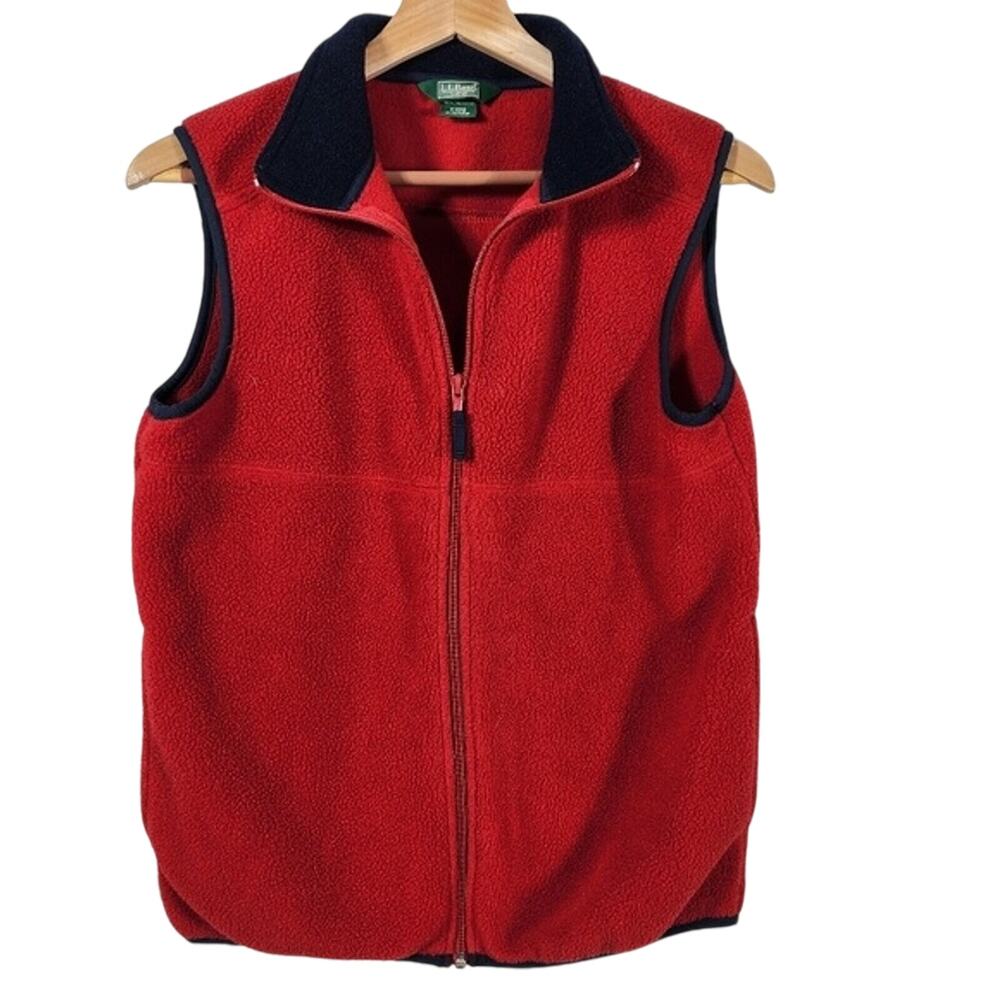 Red Full Zip L.L. Bean Fleece Vest Size Large (14/16)
